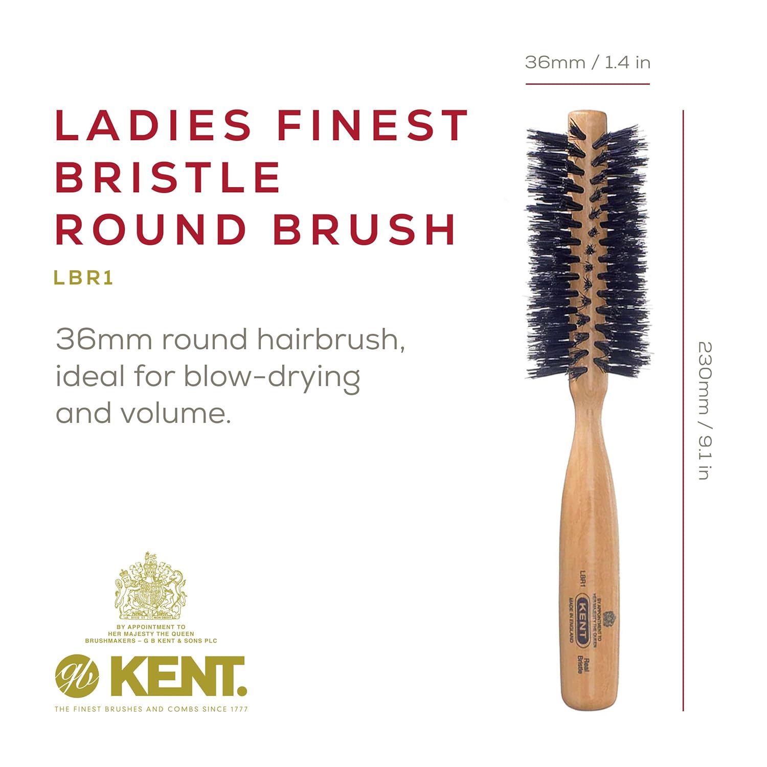 Ladies Finest Black Boar Bristle Small Round Hair Brush