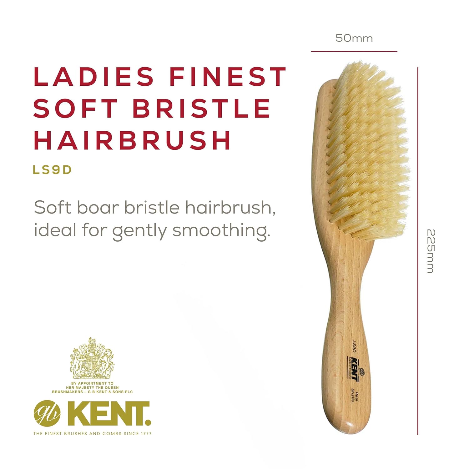 Ladies Finest Soft White Boar Bristle Narrow Hair Brush