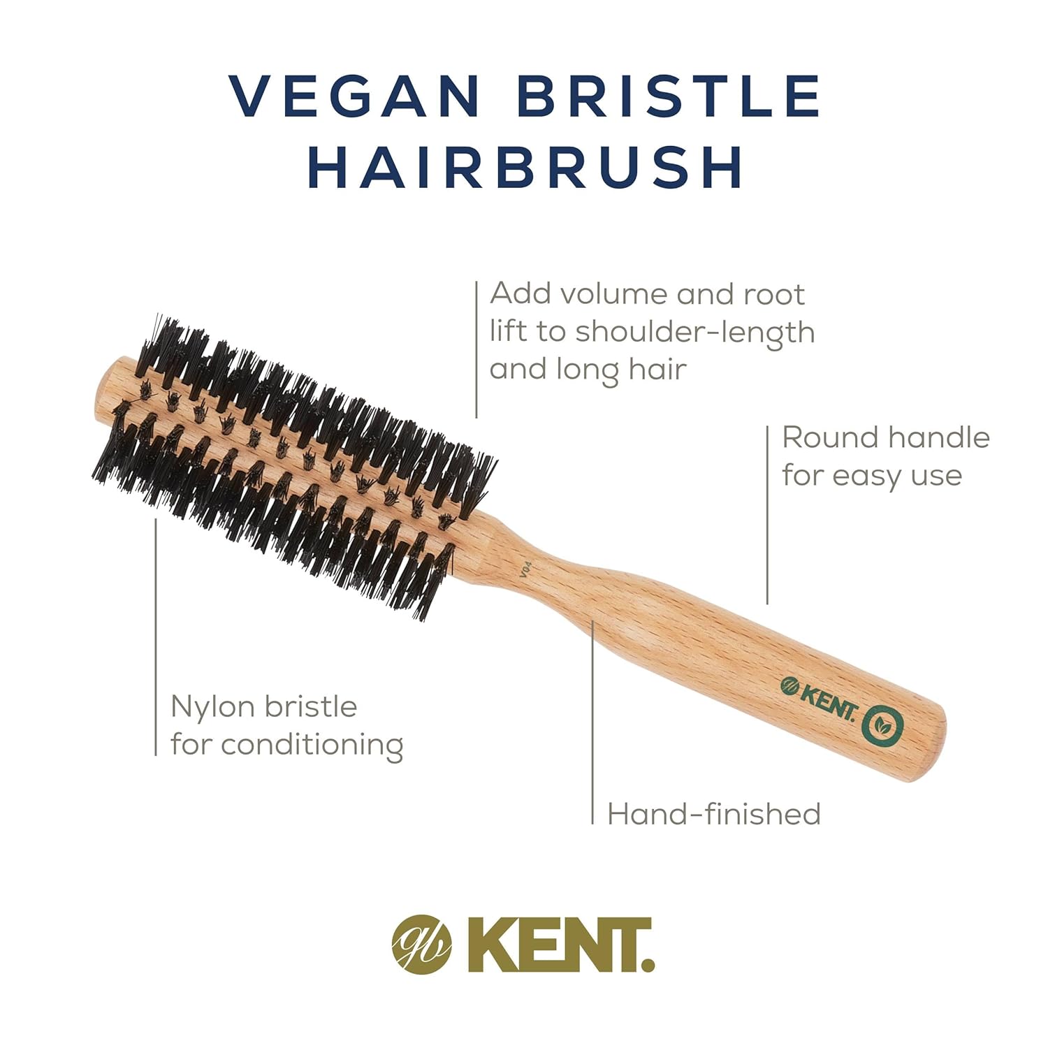 Vegan "Boar" Bristle Round Brush for Curls and Volume