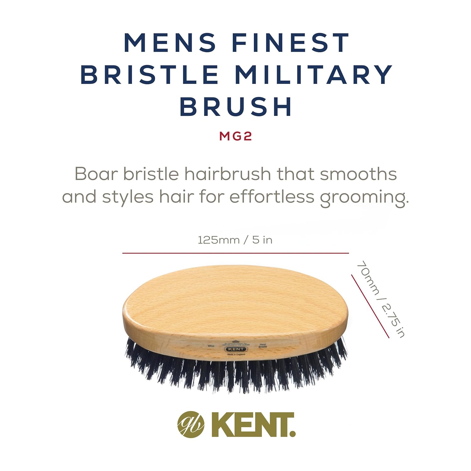 Mens Finest Black Boar Bristle Military Hair Brush