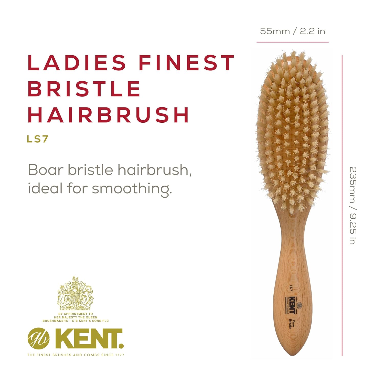 Ladies Finest White Boar Bristle Oval Dual Wood Hair Brush