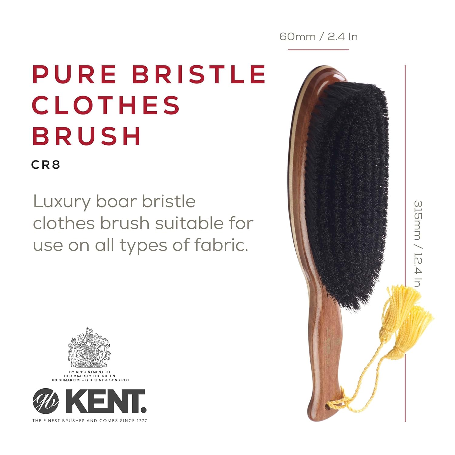 Black Boar Bristle Deluxe Clothes Brush with 3 Veneered Woods