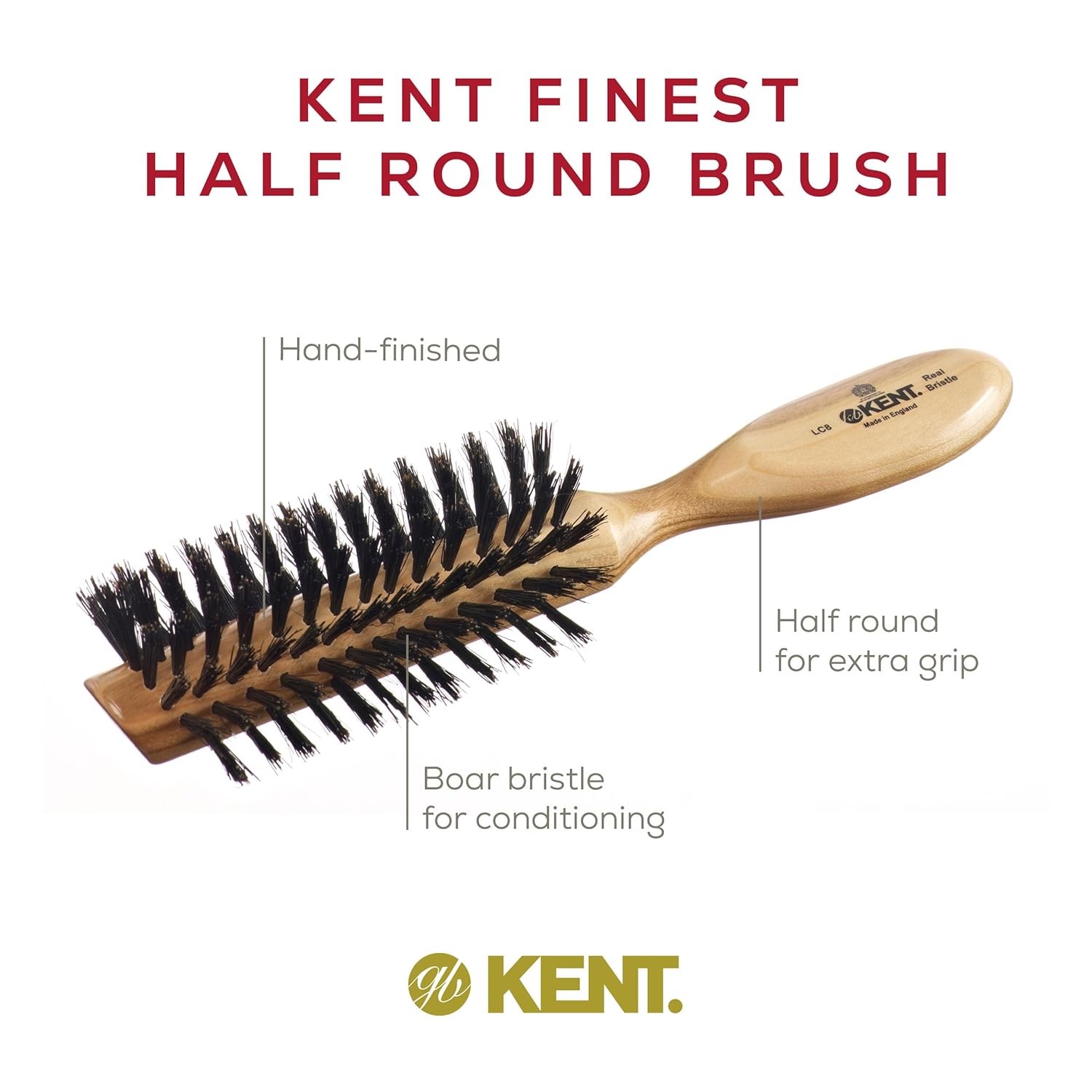 Kent LC8 Half Radial Cherrywood Black Bristle