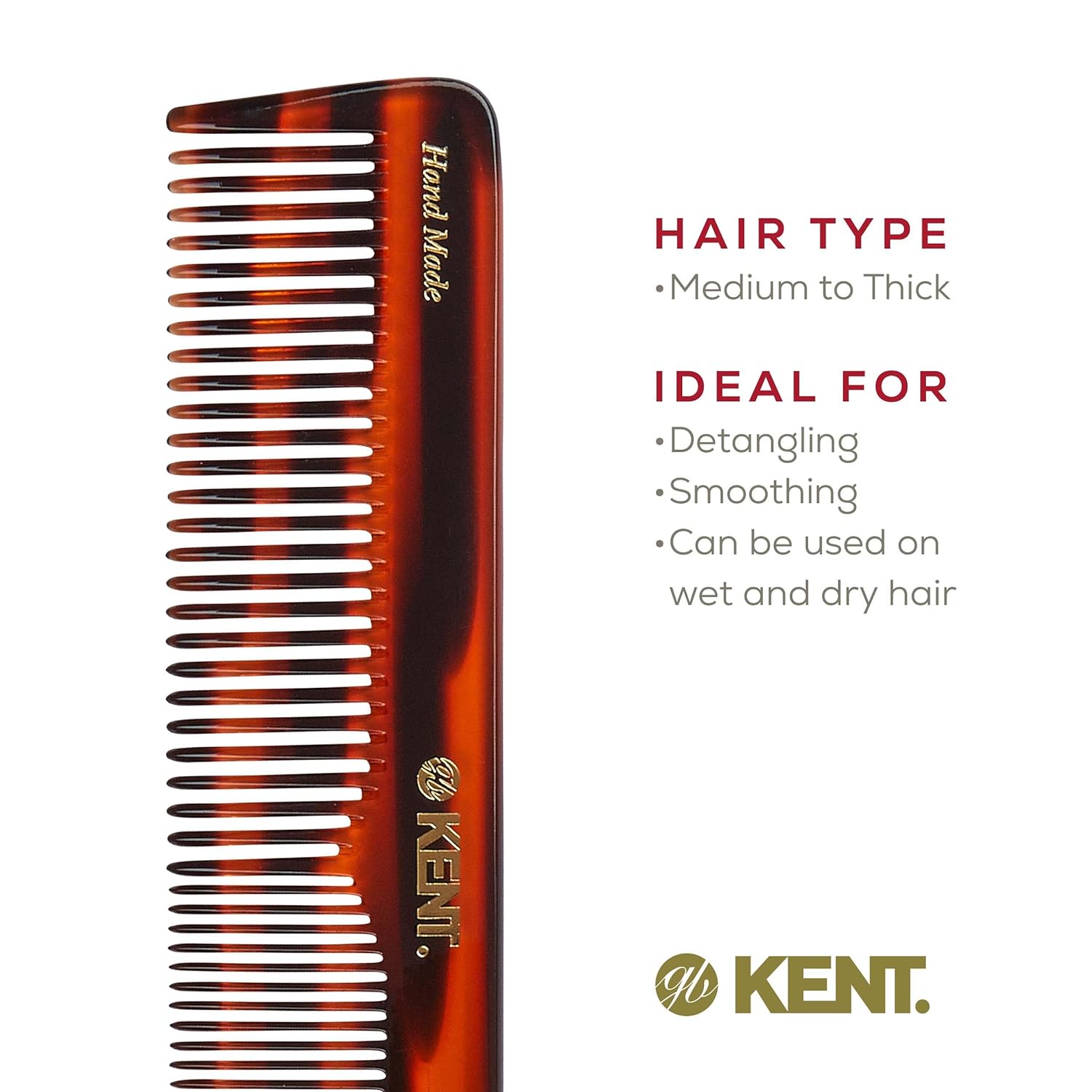 Kent Large Double Tooth Hair Comb Detangle