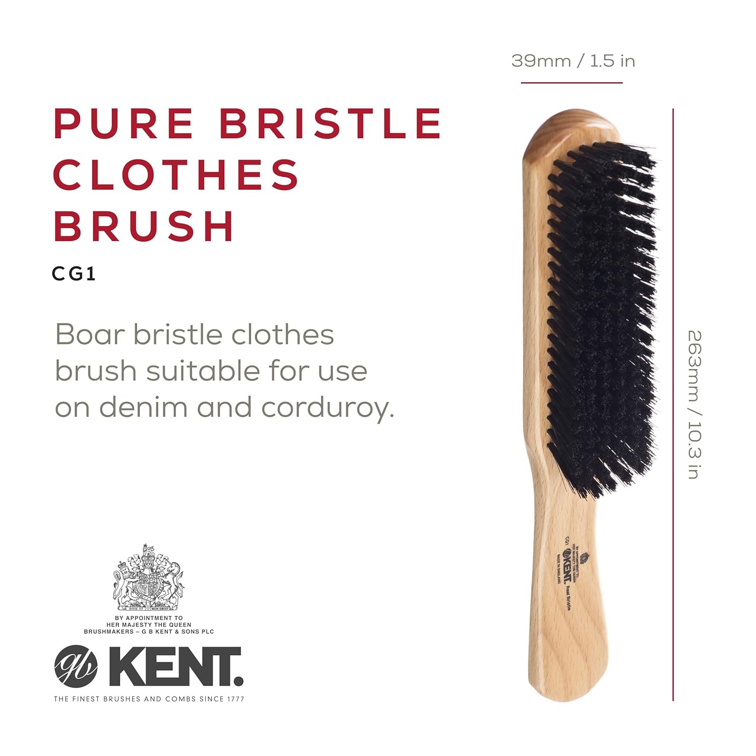 Medium Black Boar Bristle Beechwood Clothes Brush