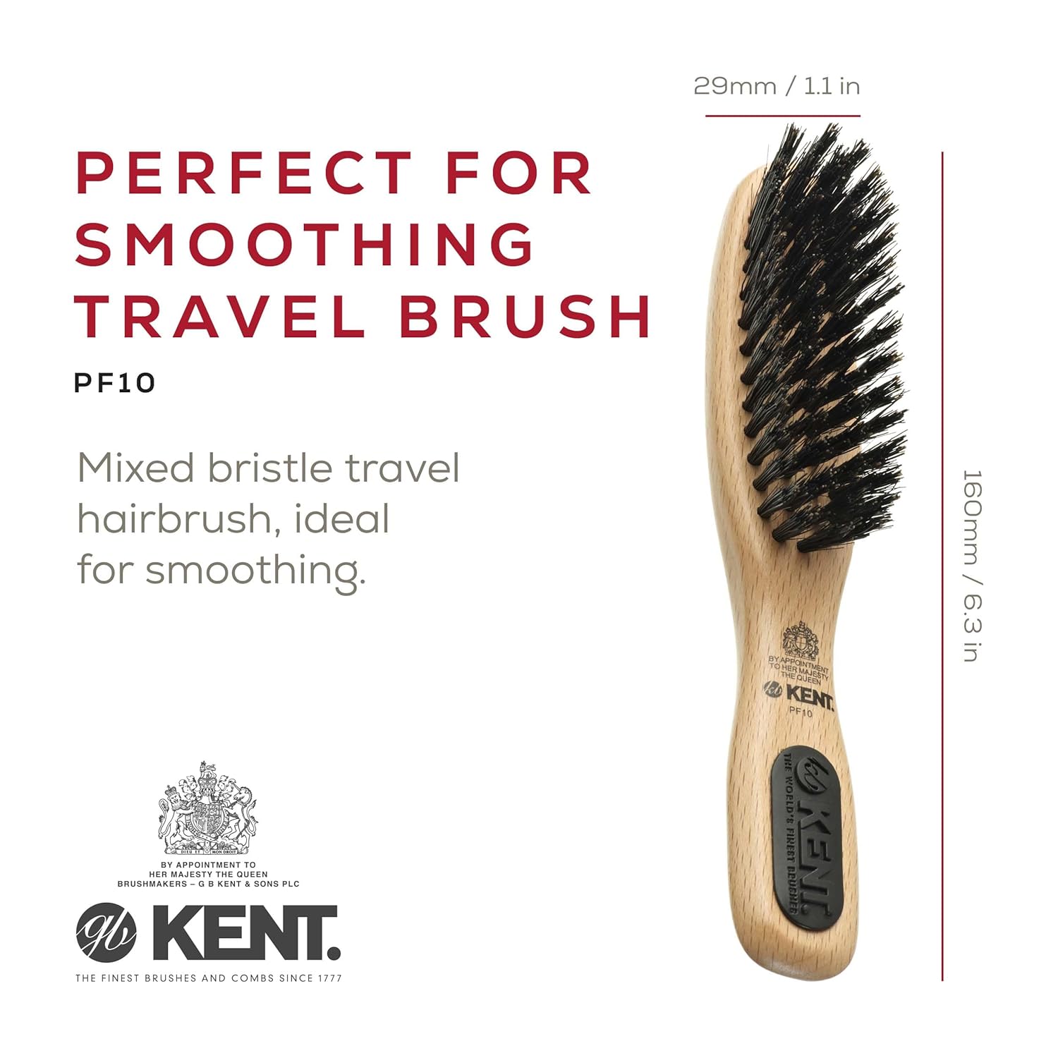 "Perfect For" Boar Bristle and Nylon Bristle Travel Size Hair Brush