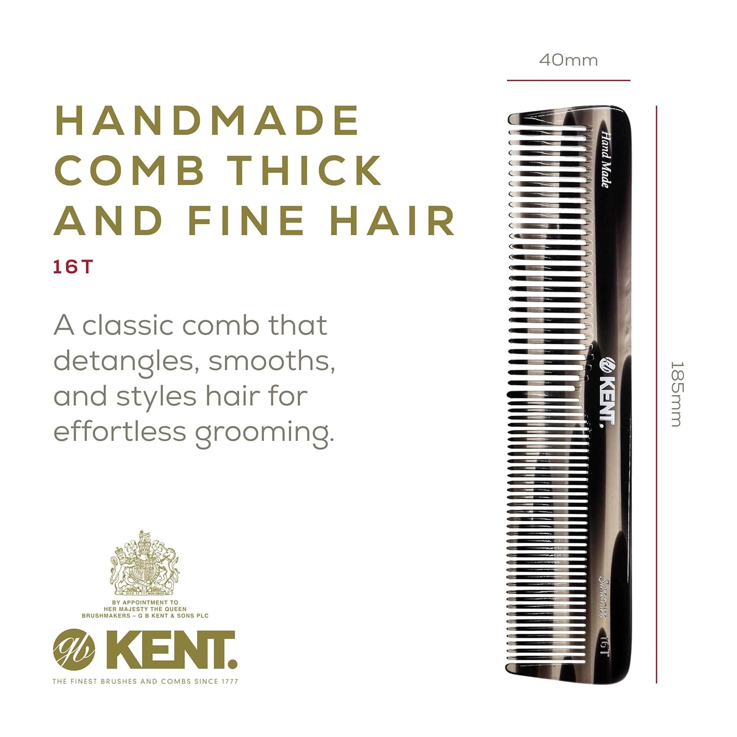 Kent Large Double Tooth Hair Comb Detangle