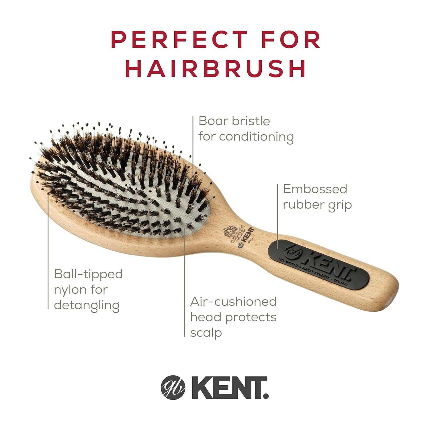 "Perfect For" Nylon Pins and Natural Bristle Large Smoothing Hair Brush
