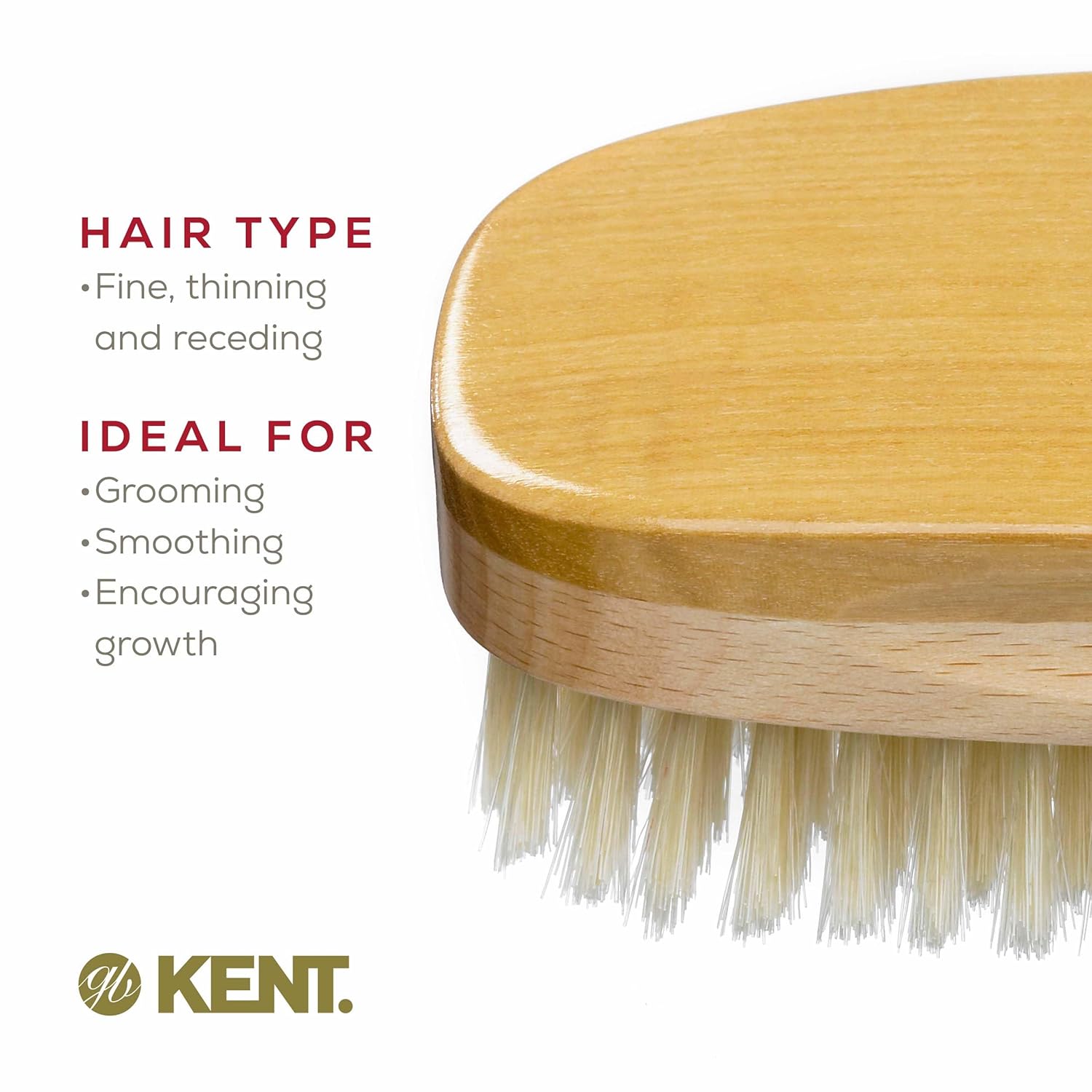 Mens Finest Soft White Boar Bristle Dual Wood Military Hair Brush