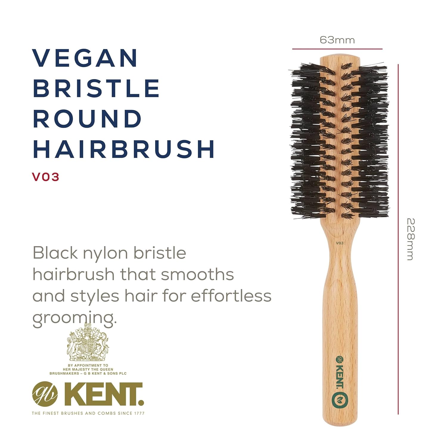 Vegan "Boar" Bristle Round Brush for Curls and Volume