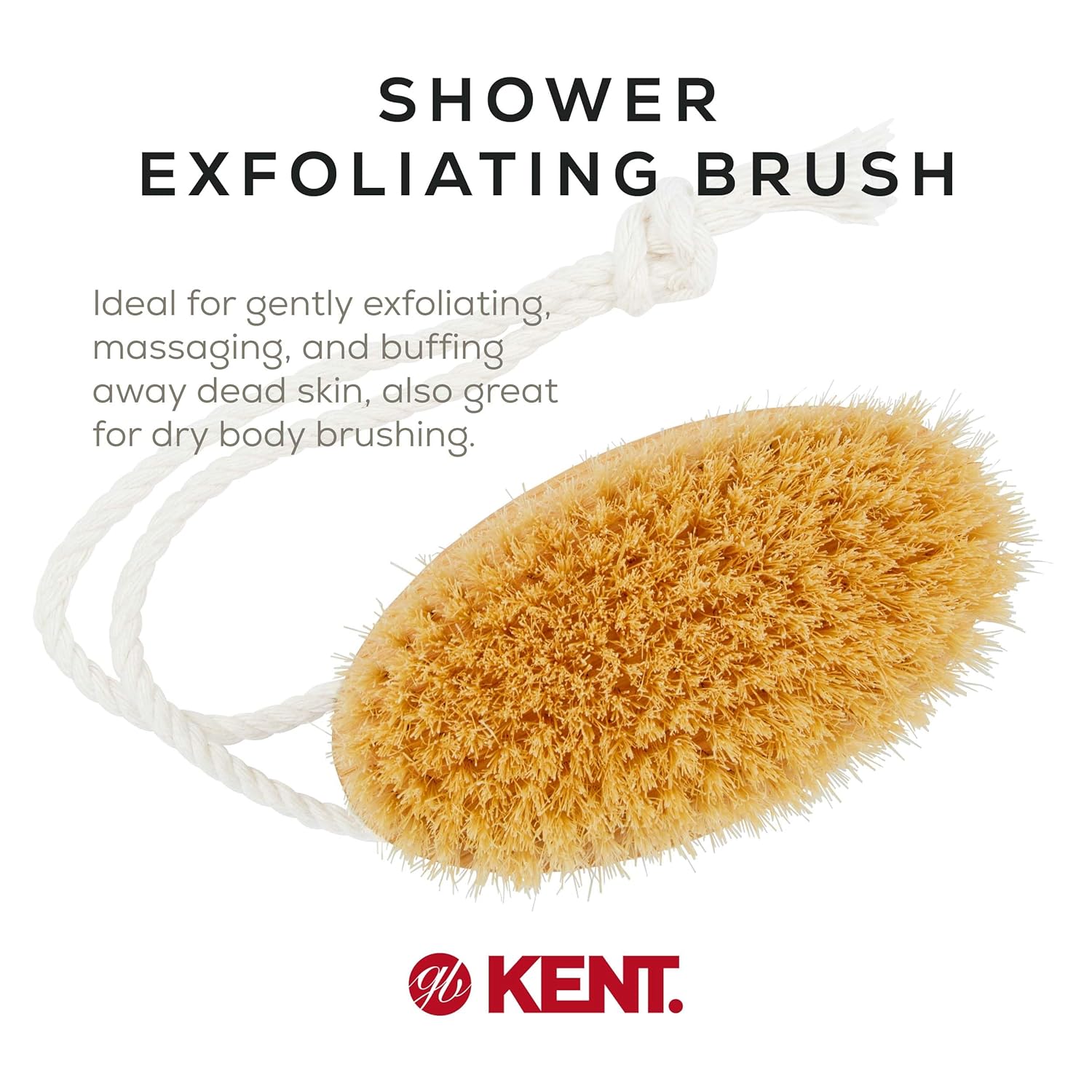 White Boar Bristle Exfoliating Shower Brush with Rope Strap