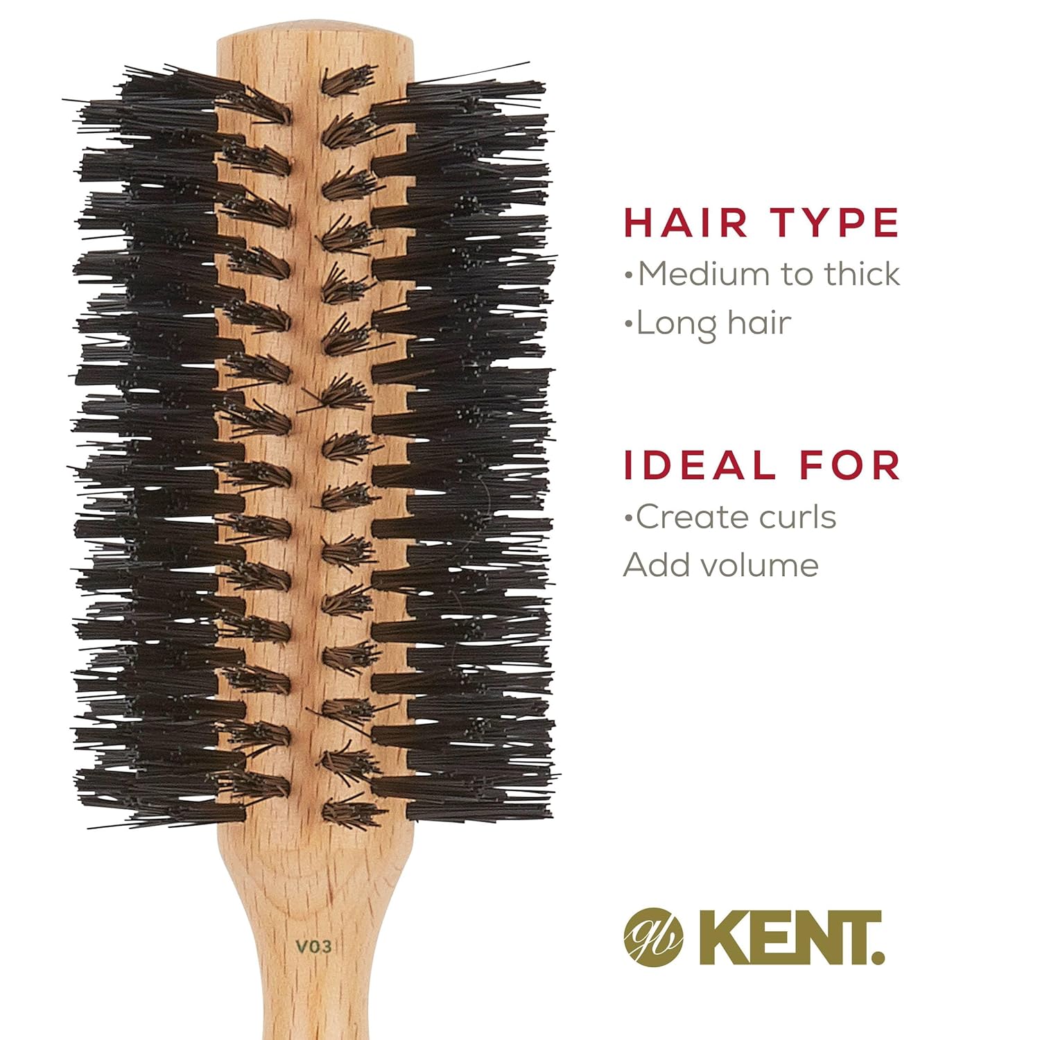 Vegan "Boar" Bristle Round Brush for Curls and Volume