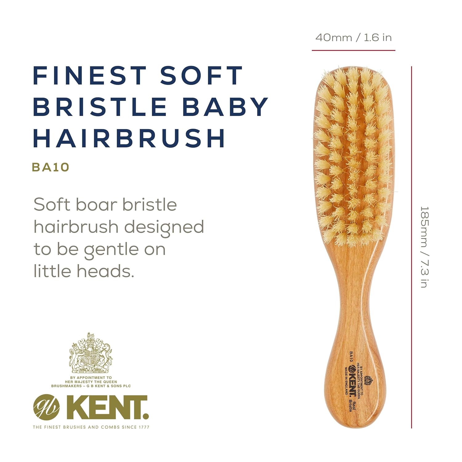 Soft White Boar Bristle Cherry Wood Baby Hair Brush