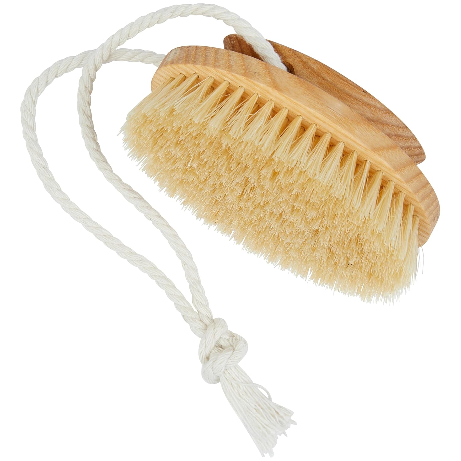 White Boar Bristle Exfoliating Shower Brush with Rope Strap