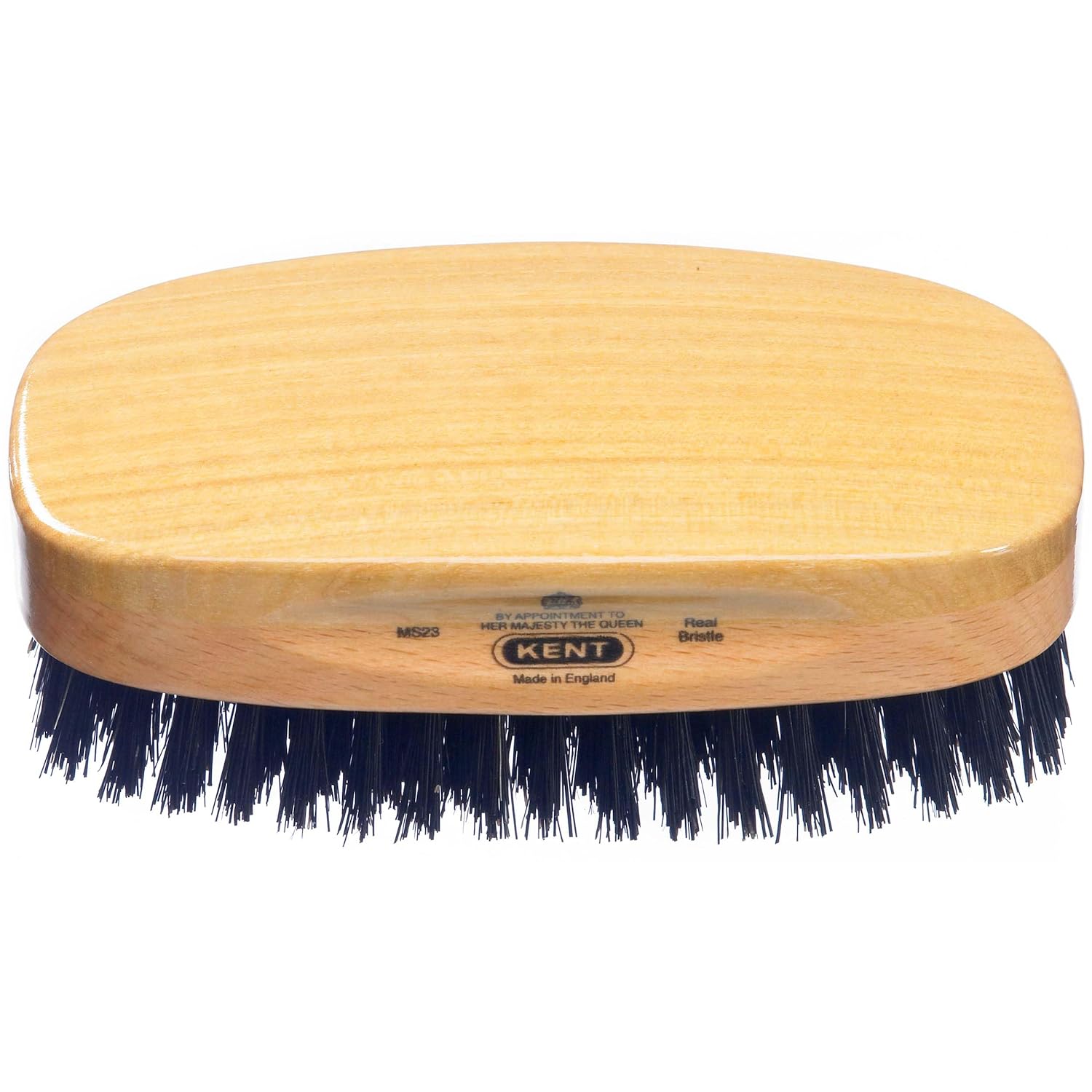 Kent MS23 Men's Rectangular Military Hair Brush. Pure Black Bristles.