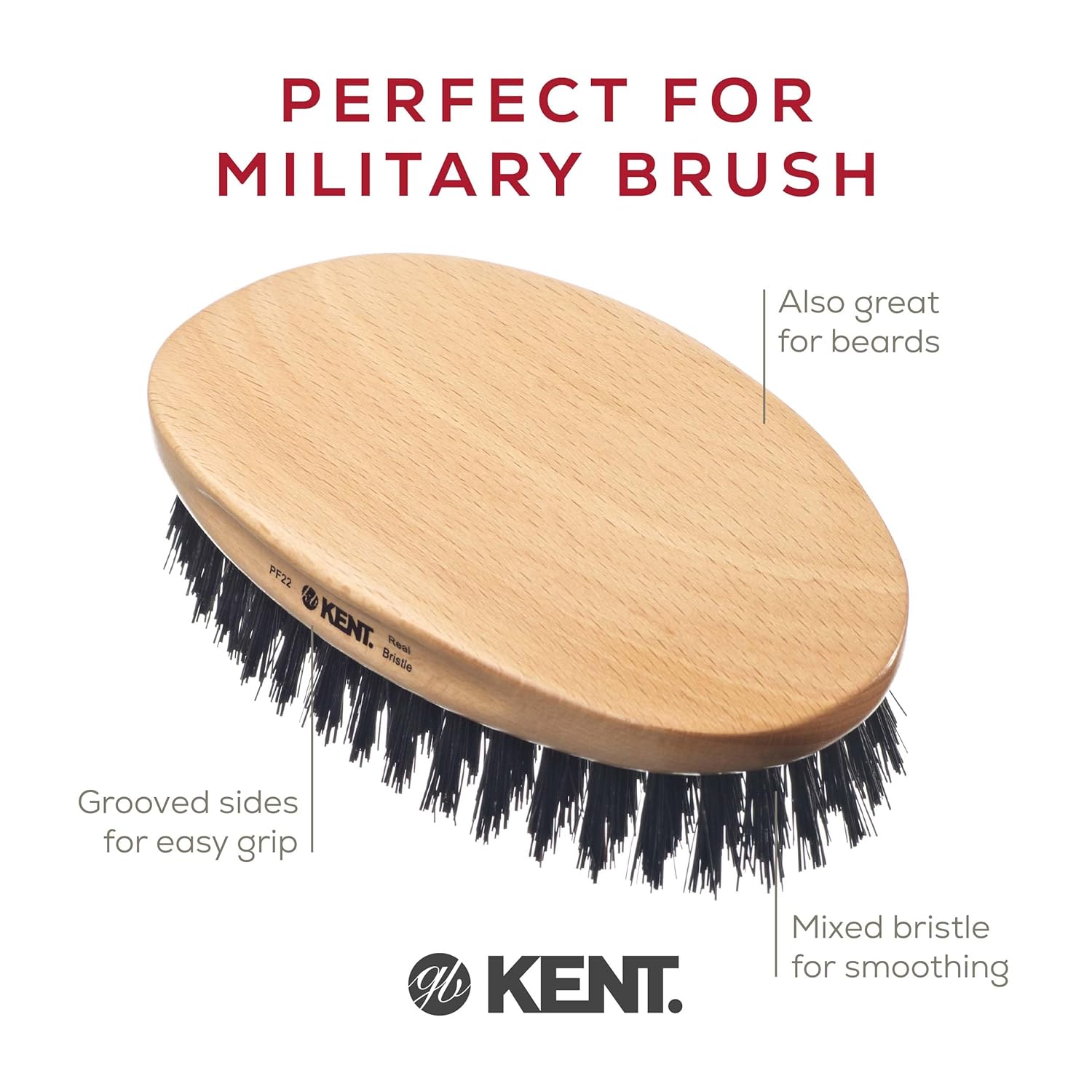"Perfect For" Nylon Bristle and Boar Bristle Military Hair Brush