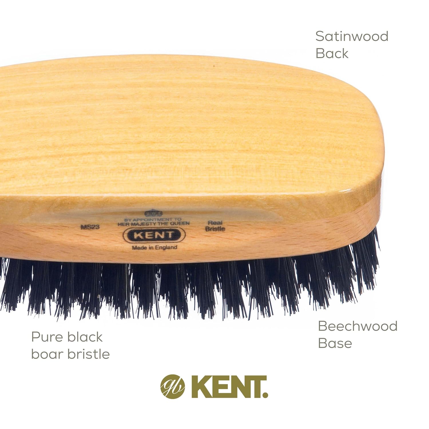 Mens Finest Black Boar Bristle Dual Wood Military Hair Brush