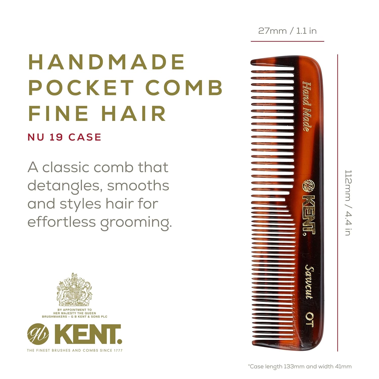 4.5" Pocket Dressing Comb with Nail File and Leather Case