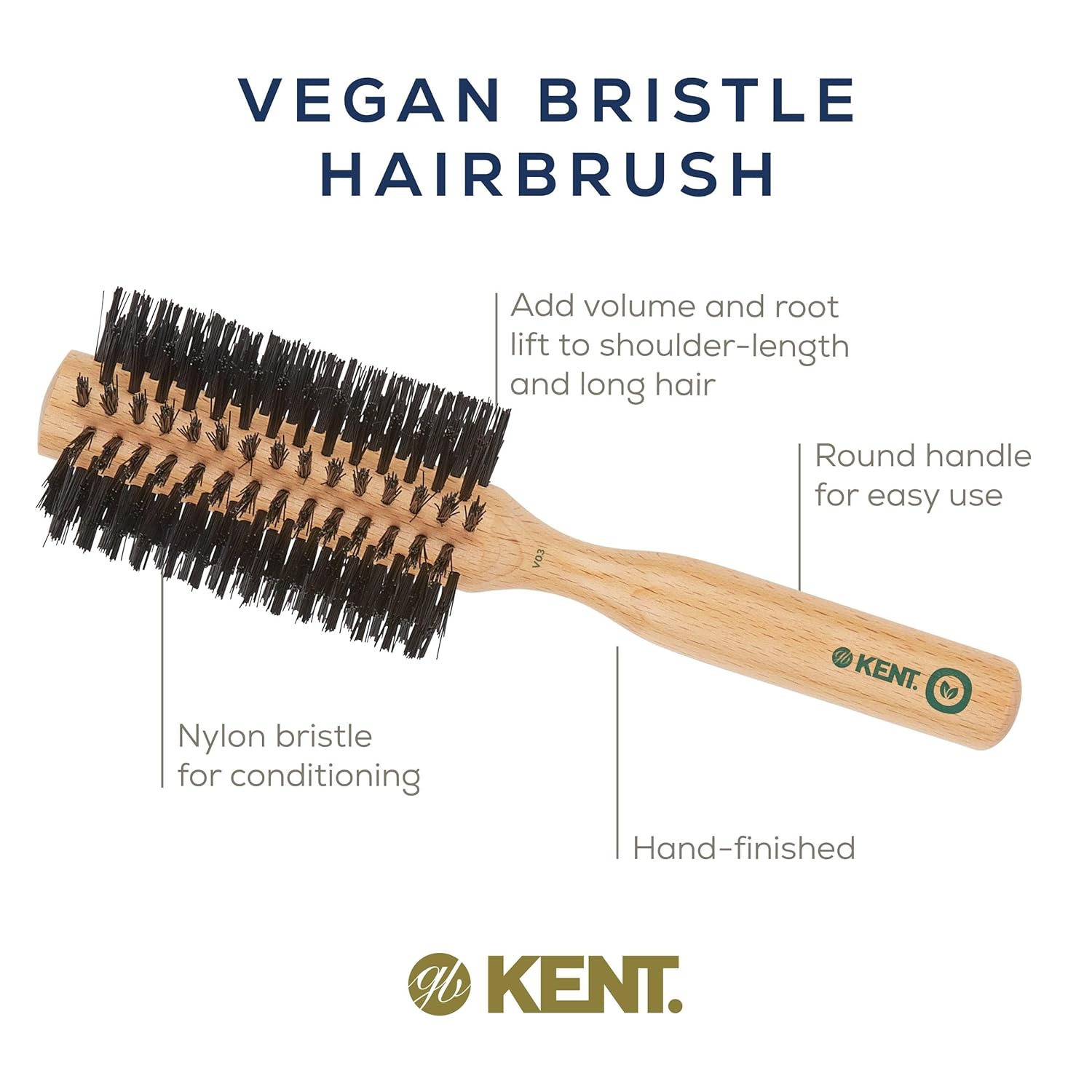 Vegan "Boar" Bristle Round Brush for Curls and Volume