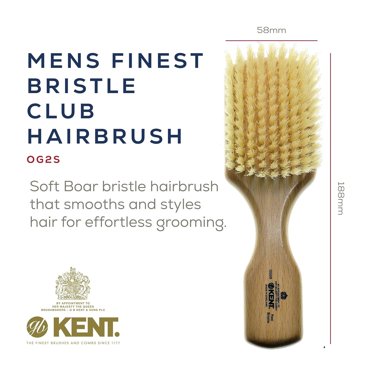 Mens Finest Boar Bristle Club Hair Brush