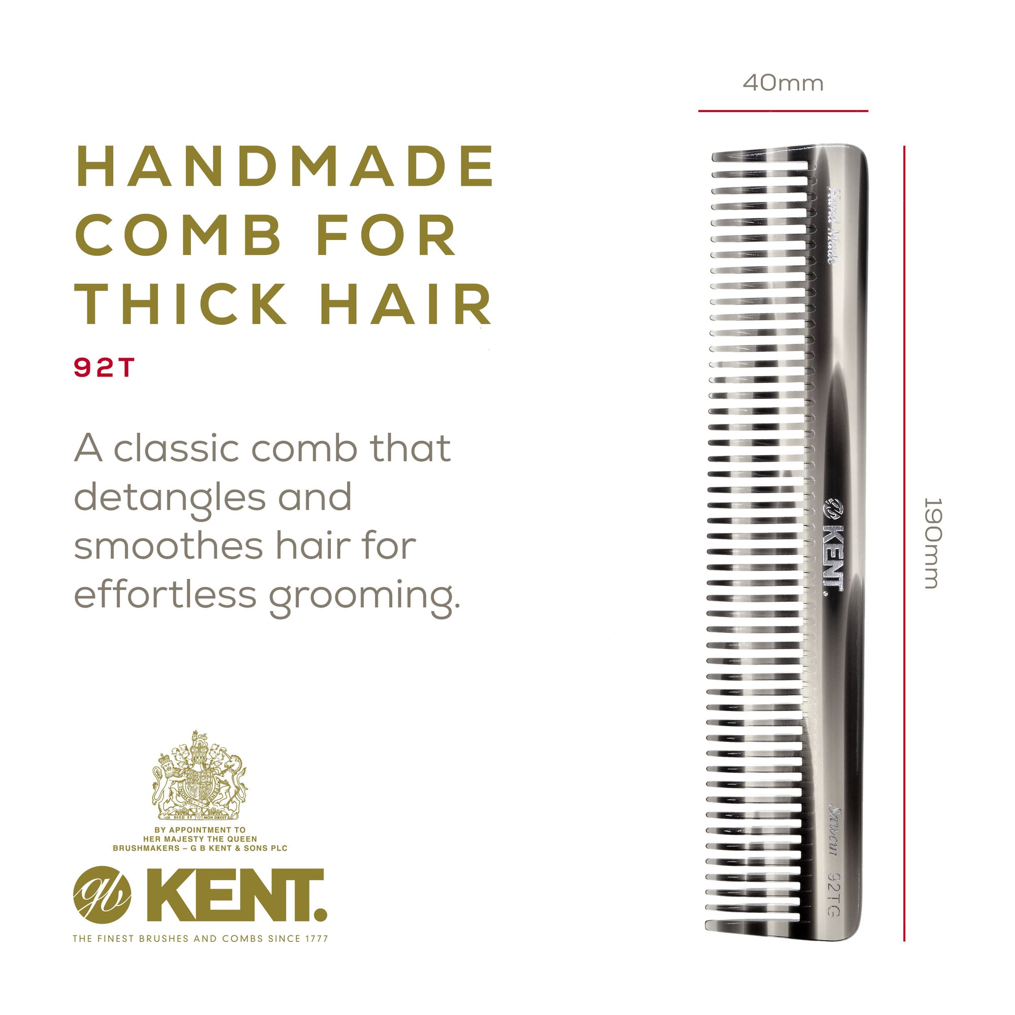 7.5" Wide Tooth Detangler Comb for Thick Hair