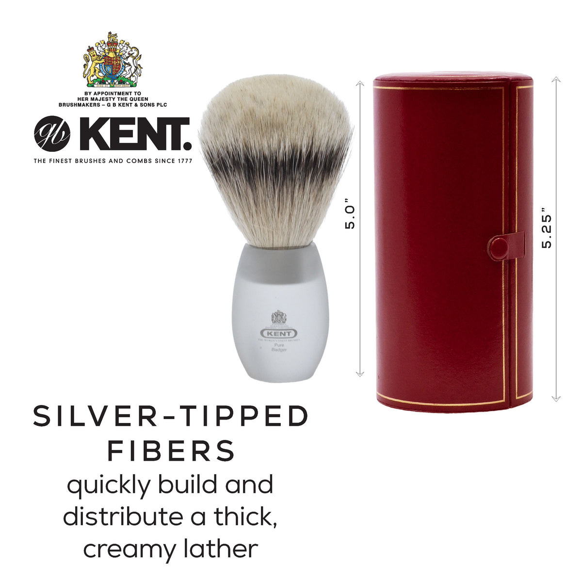 Kent Silvertip Badger Shaving Brush, Rounded Clear Acrylic Handle