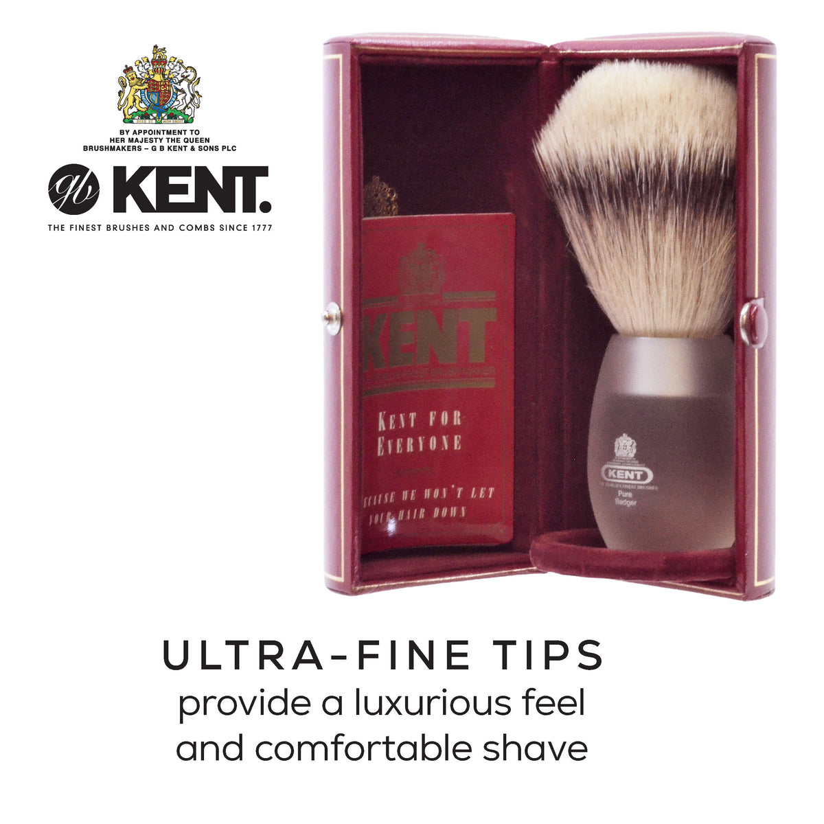 Kent Silvertip Badger Shaving Brush, Rounded Clear Acrylic Handle