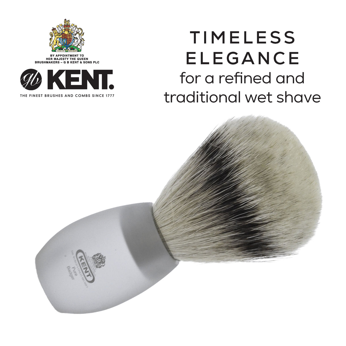 Kent Silvertip Badger Shaving Brush, Rounded Clear Acrylic Handle