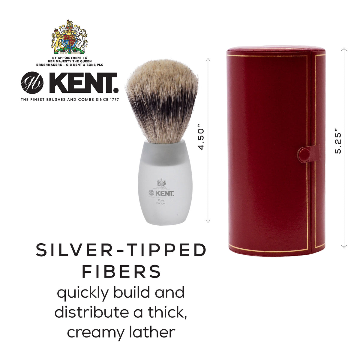 Kent Silvertip Badger Shaving Brush, Rounded Clear Acrylic Handle
