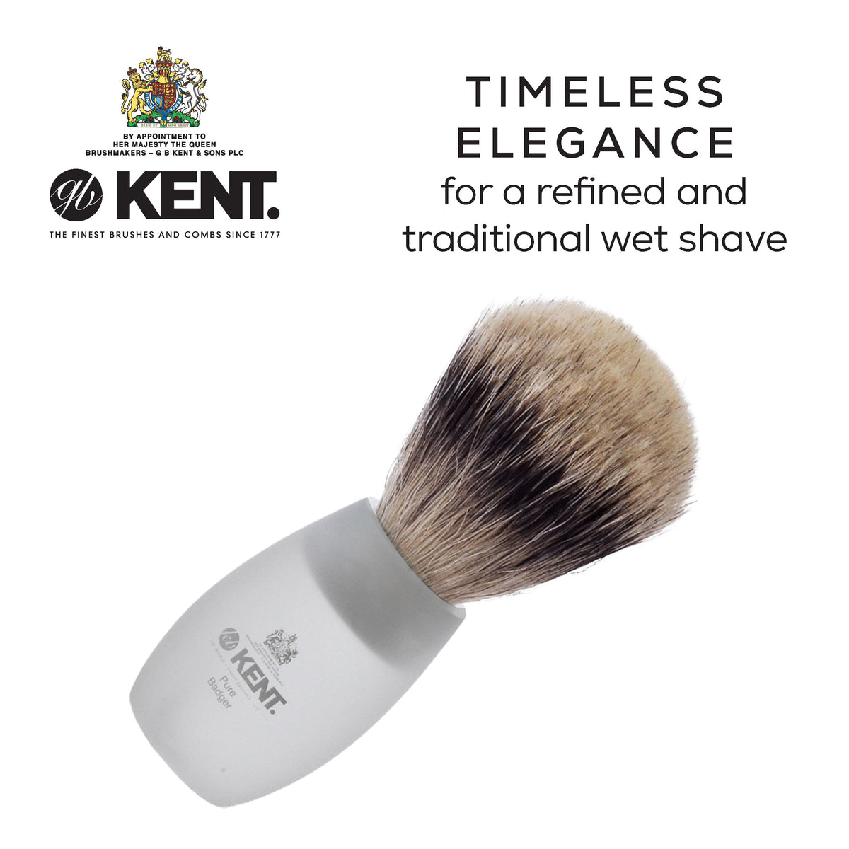 Kent Silvertip Badger Shaving Brush, Rounded Clear Acrylic Handle