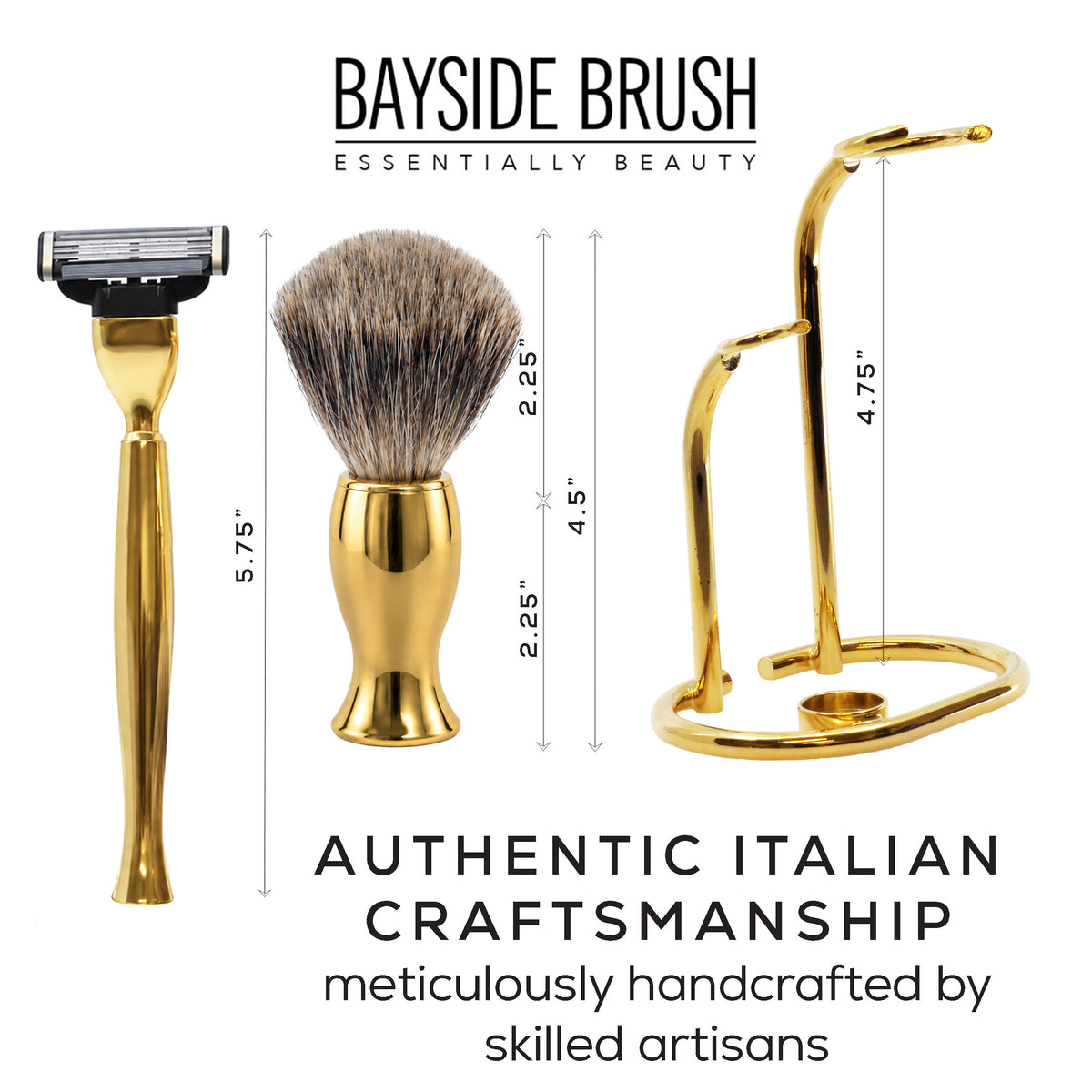 Italian Gold-Plated Chrome Shaving Set & Mach3-Compatible Razor
