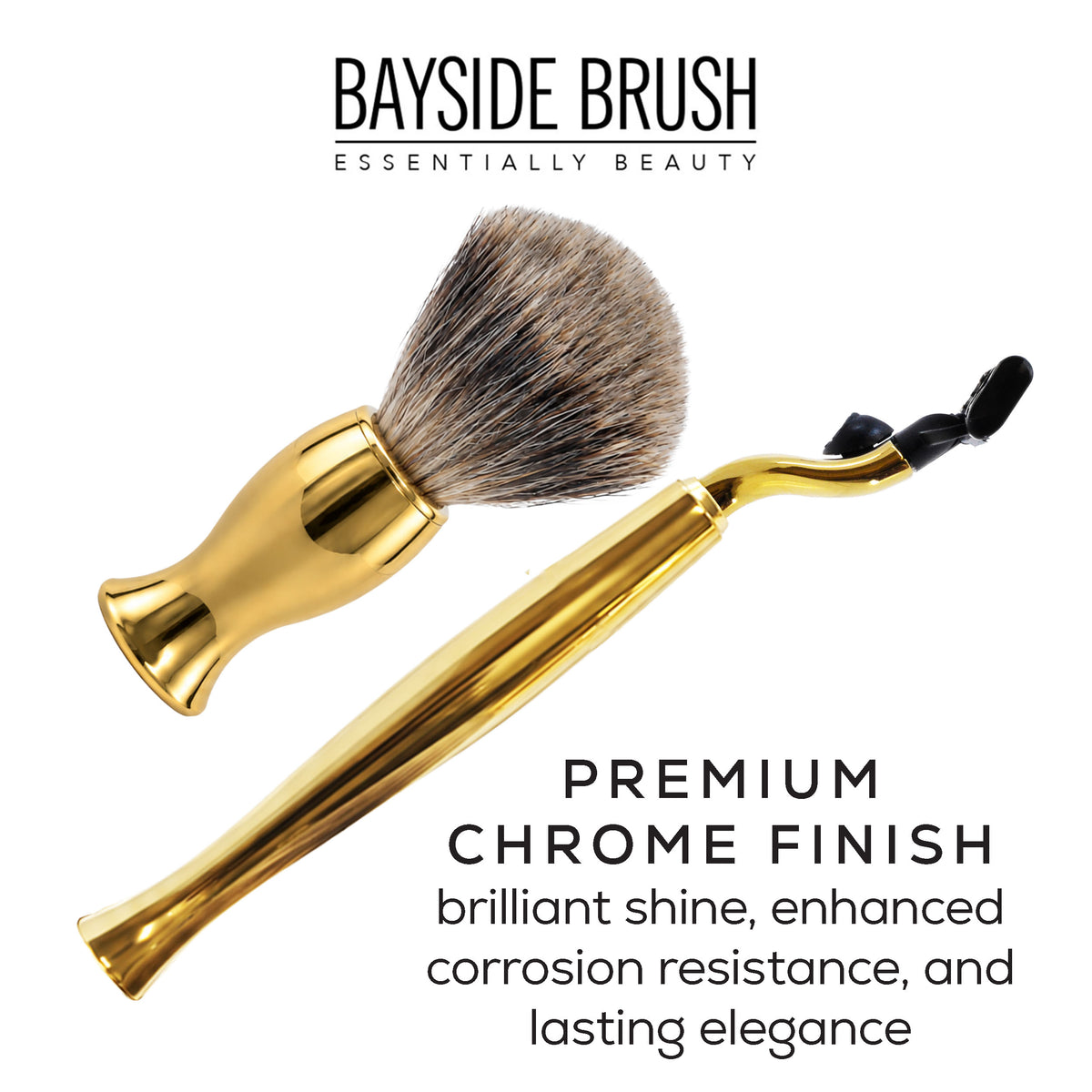 Italian Gold-Plated Chrome Shaving Set & Mach3-Compatible Razor
