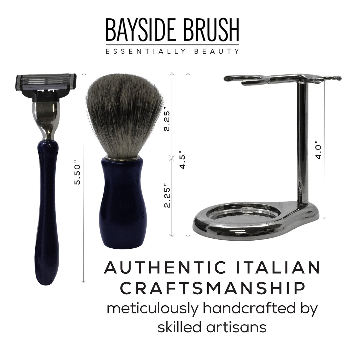 Italian Blue Resin Shaving Set & Mach3-Compatible Razor