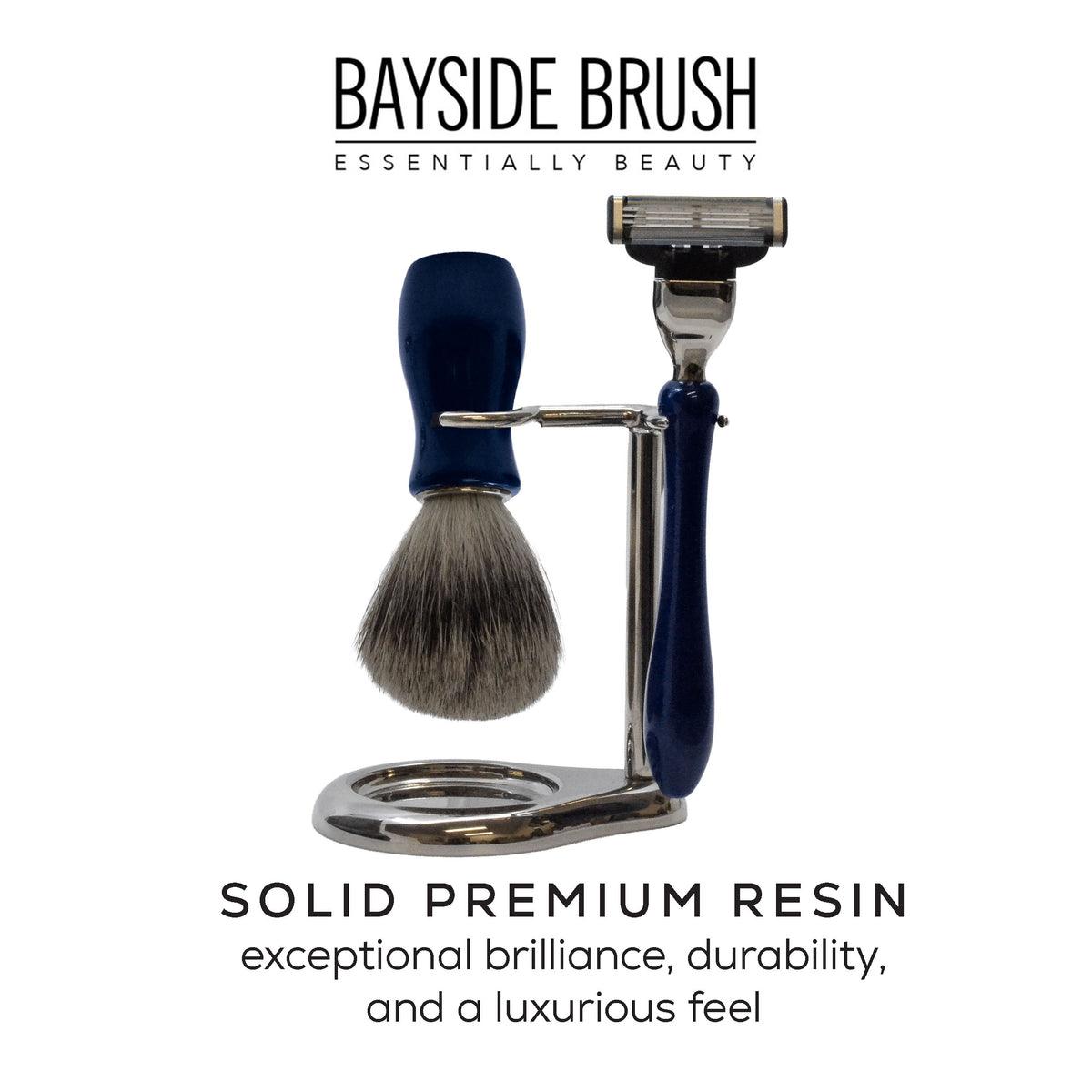 Italian Blue Resin Shaving Set & Mach3-Compatible Razor