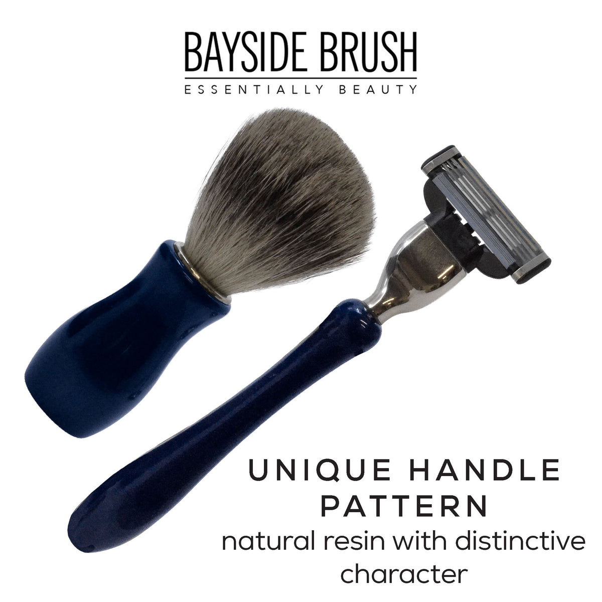 Italian Blue Resin Shaving Set & Mach3-Compatible Razor
