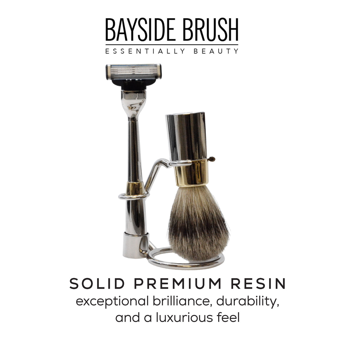 Italian Gold & Silver Chrome Shaving Set & Mach3-Compatible Razor