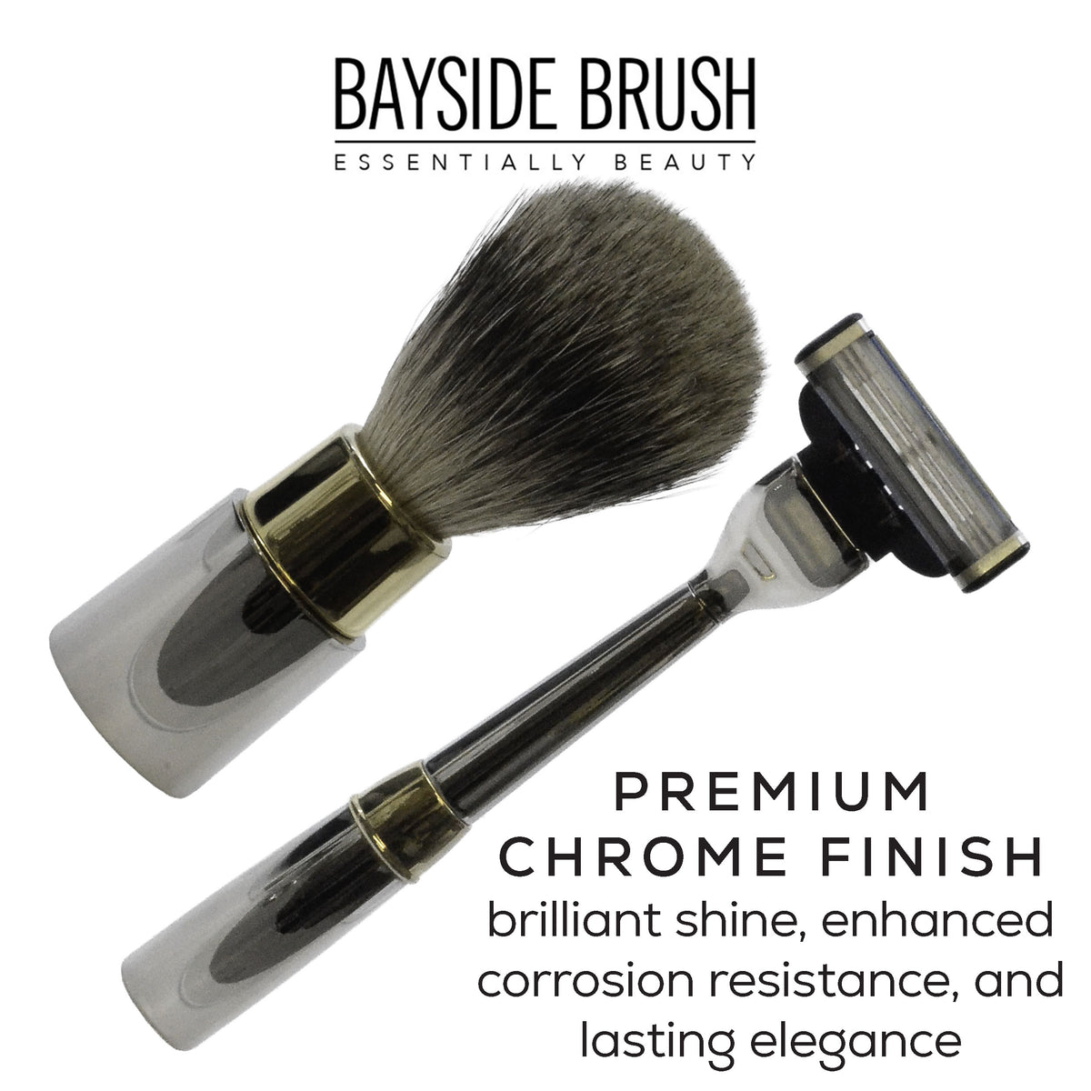 Italian Gold & Silver Chrome Shaving Set & Mach3-Compatible Razor