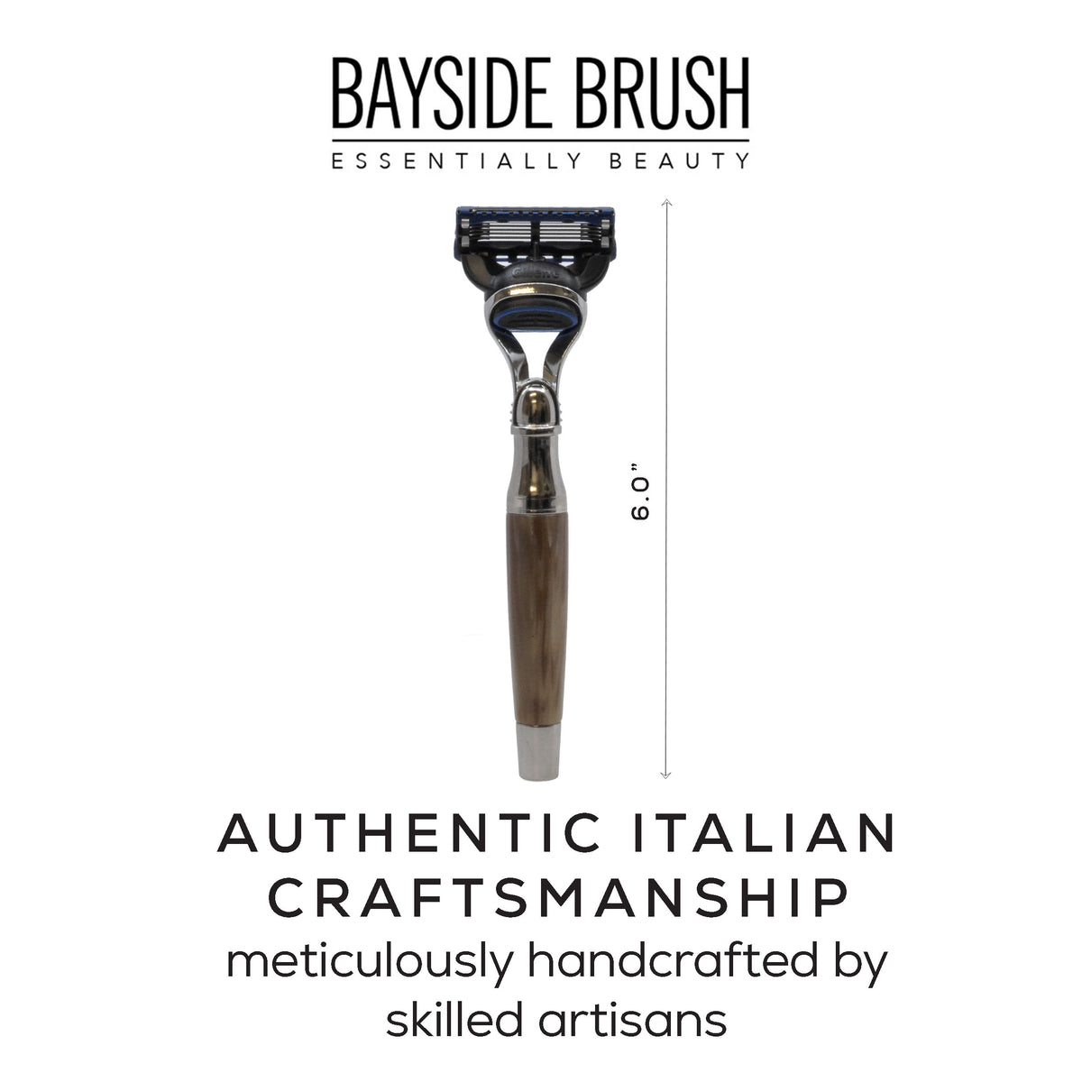 Italian Horn Resin & Chrome Mach3-Compatible Razor