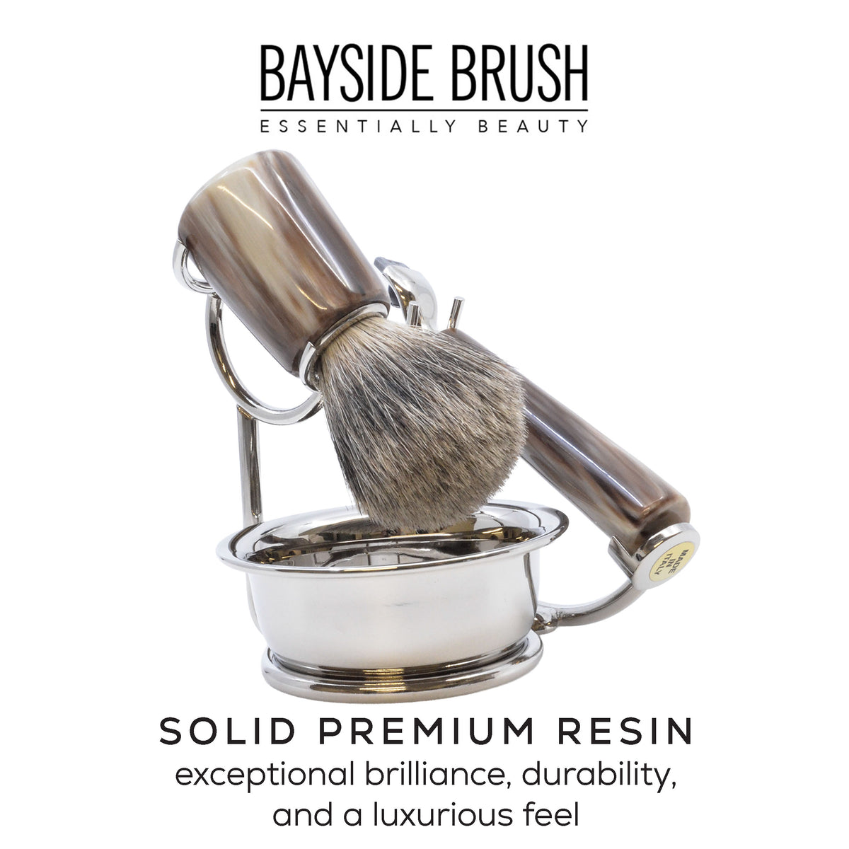Italian Horn Resin Shaving Set & Mach3-Compatible Razor