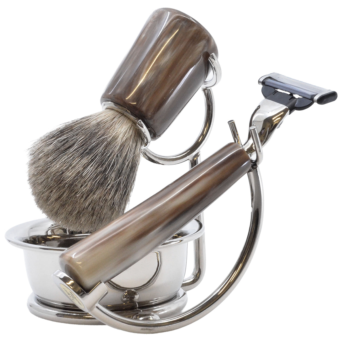 Italian Horn Resin 4-Piece Shaving Set