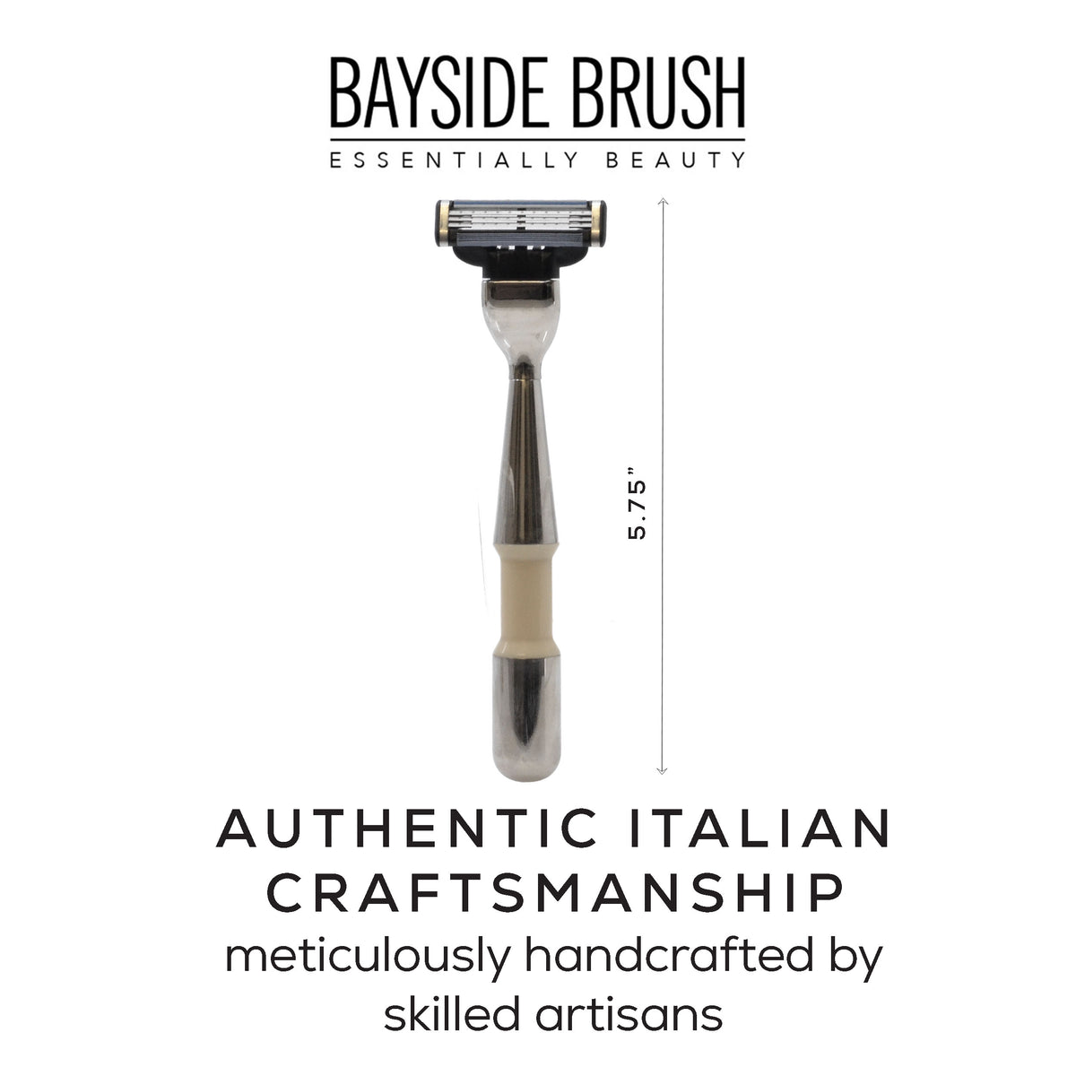 Italian Ivory & Silver Chrome Mach3-Compatible Razor