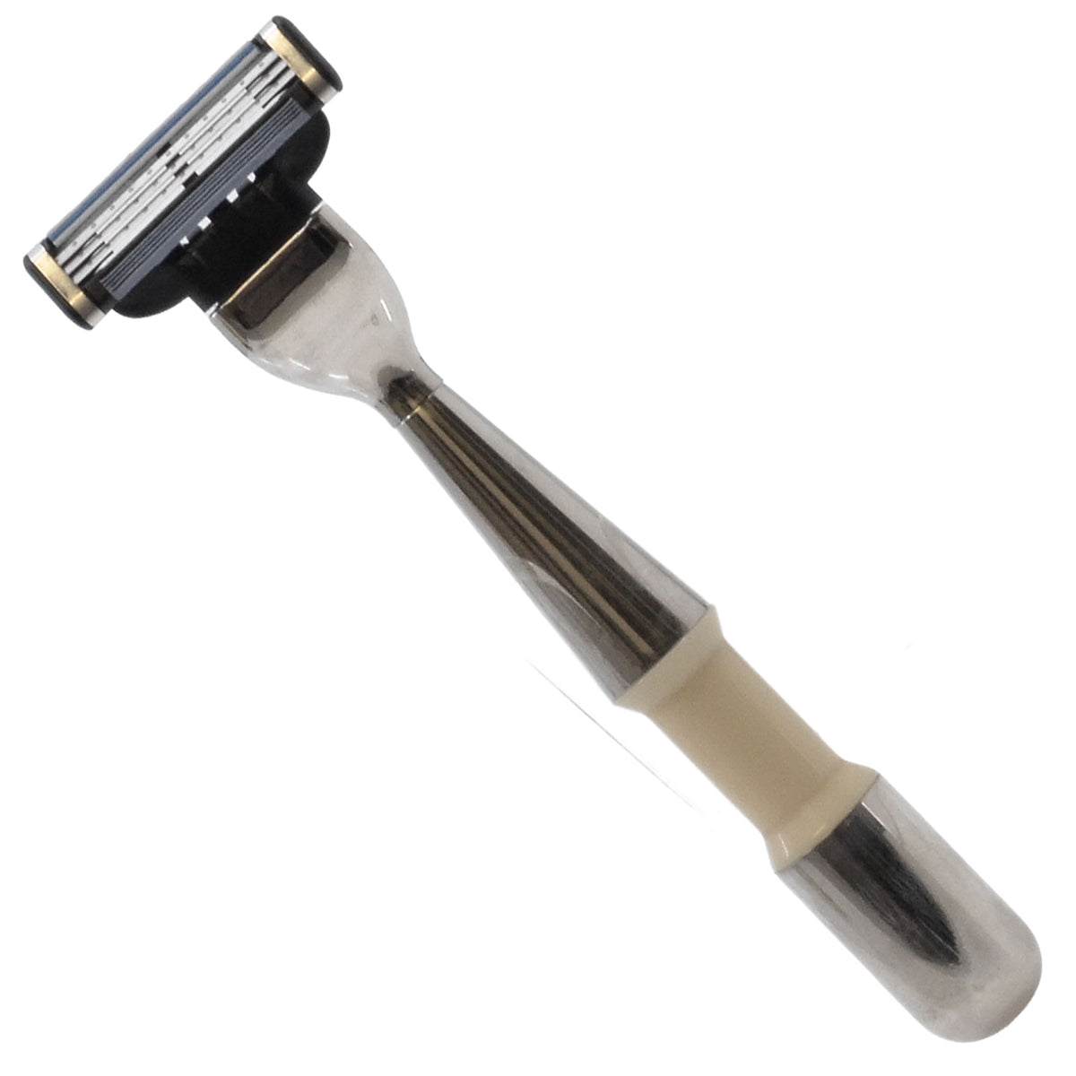 Italian Ivory & Silver Chrome Mach3-Compatible Razor