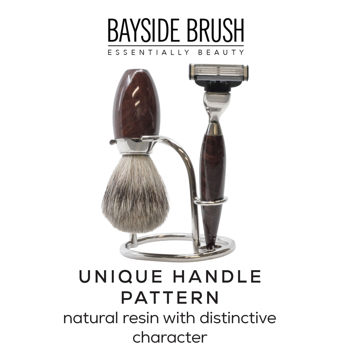 Italian Cherry Wood Resin 3-Piece Shaving Set - Portofino