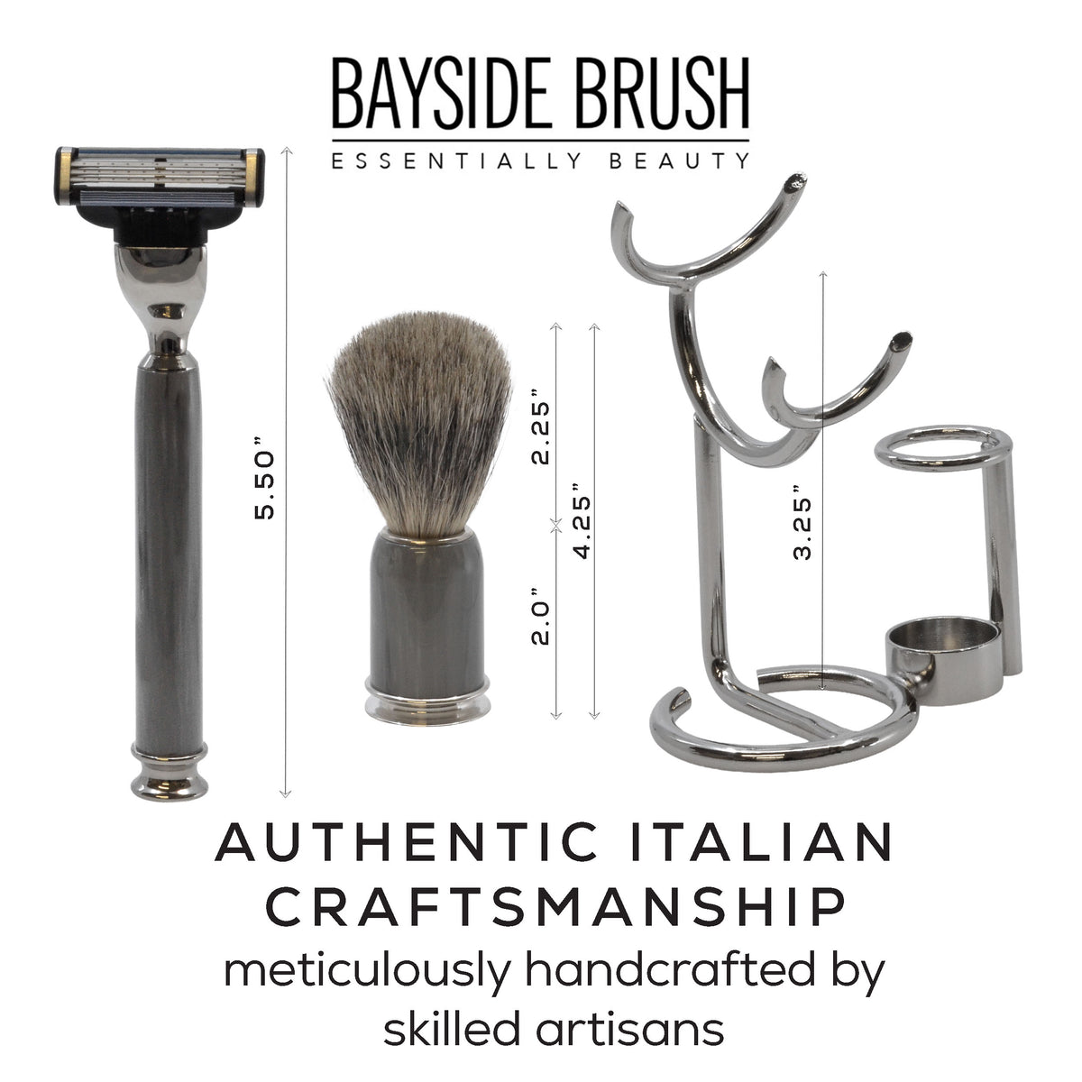 Italian Gray Resin 3-Piece Shaving Set