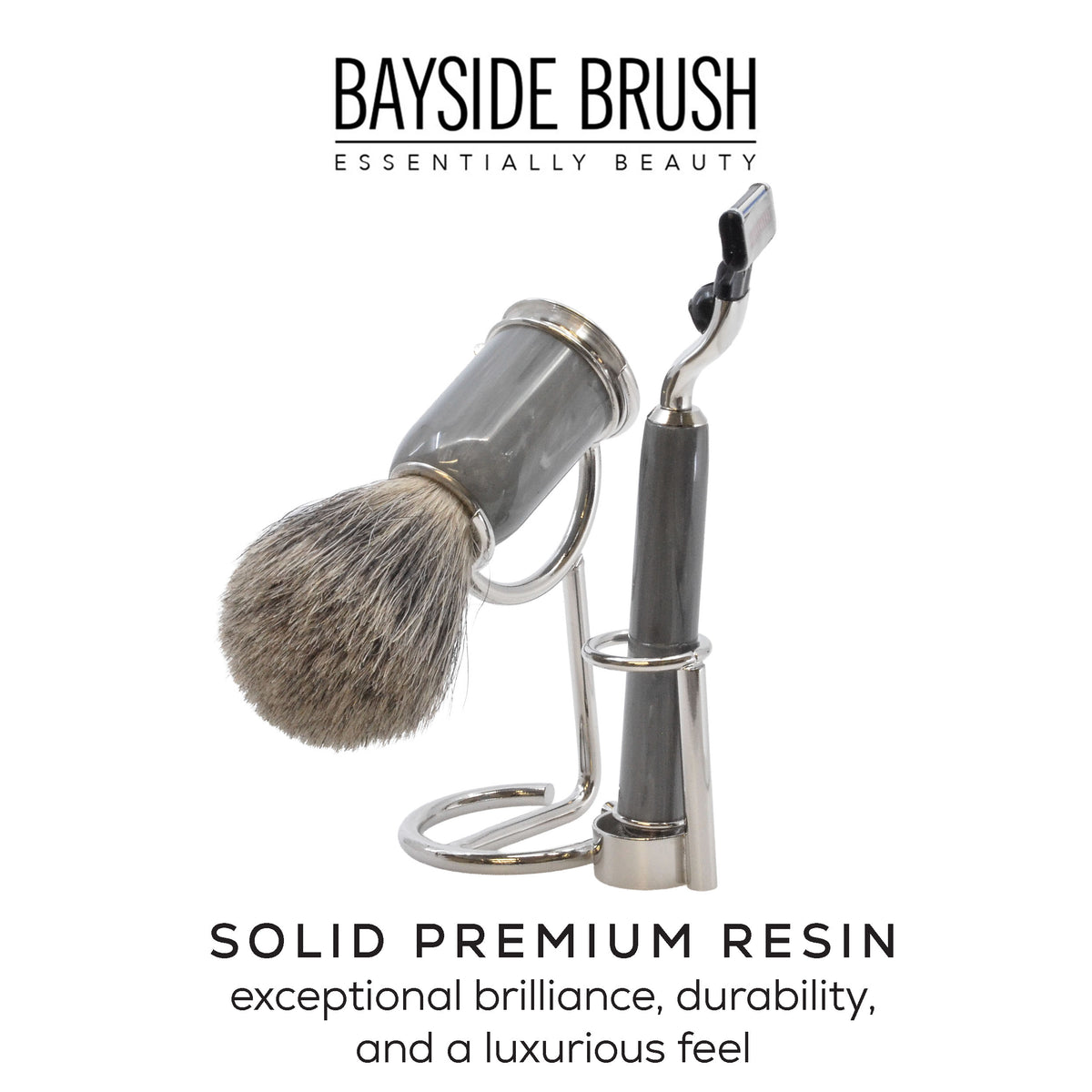 Italian Gray Resin 3-Piece Shaving Set
