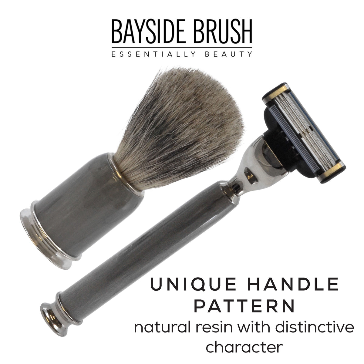 Italian Gray Resin 3-Piece Shaving Set