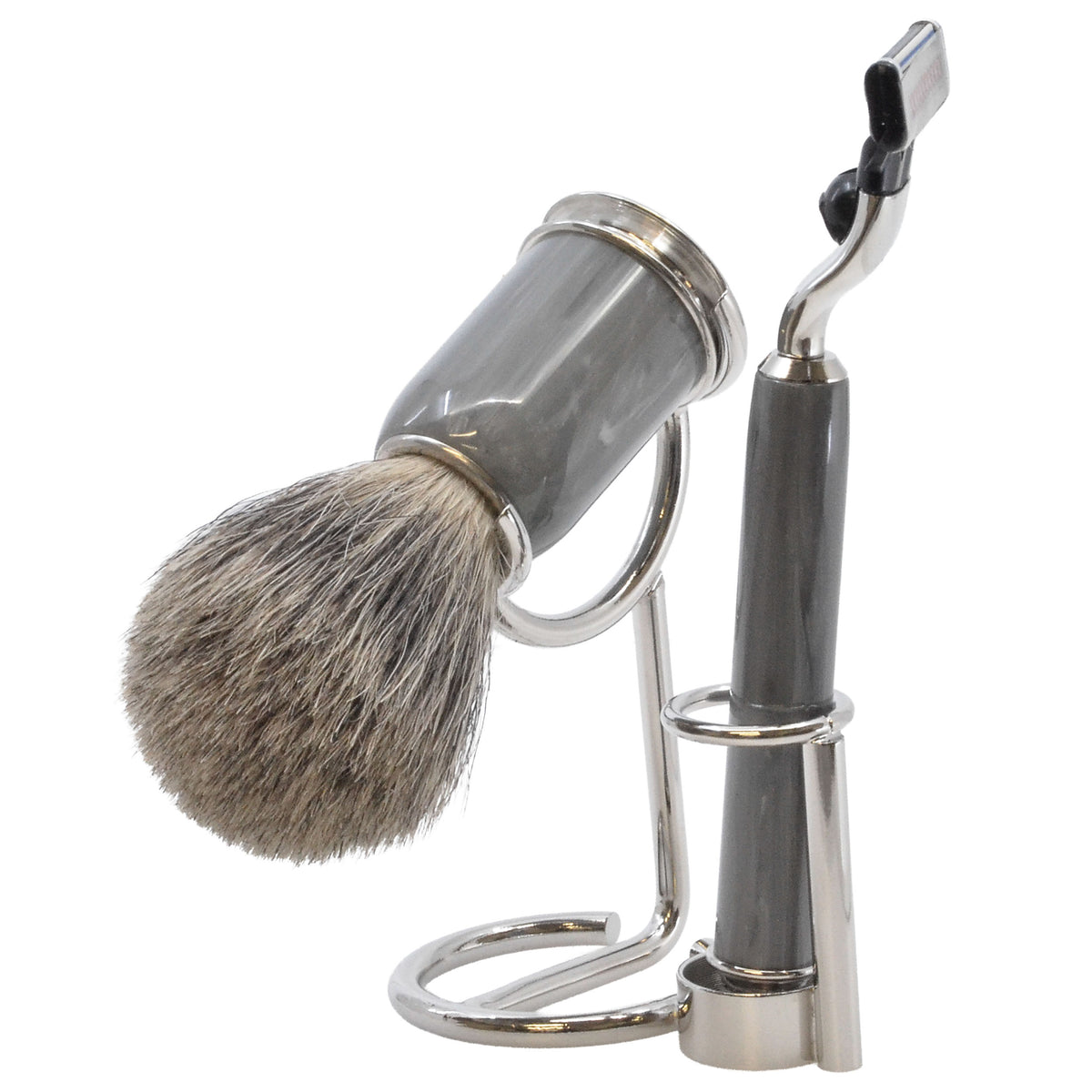 Italian Gray Resin 3-Piece Shaving Set