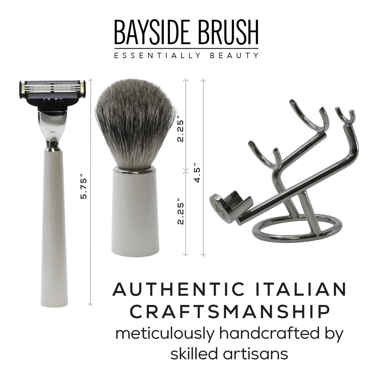 Italian White Resin 3-Piece Shaving Set