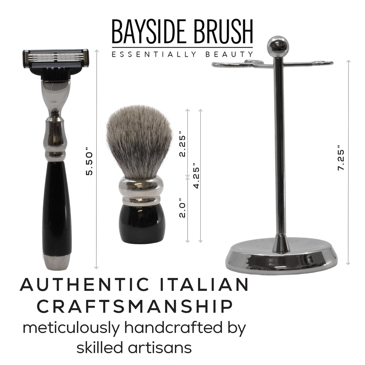 Italian Black Resin 3-Piece Shaving Set