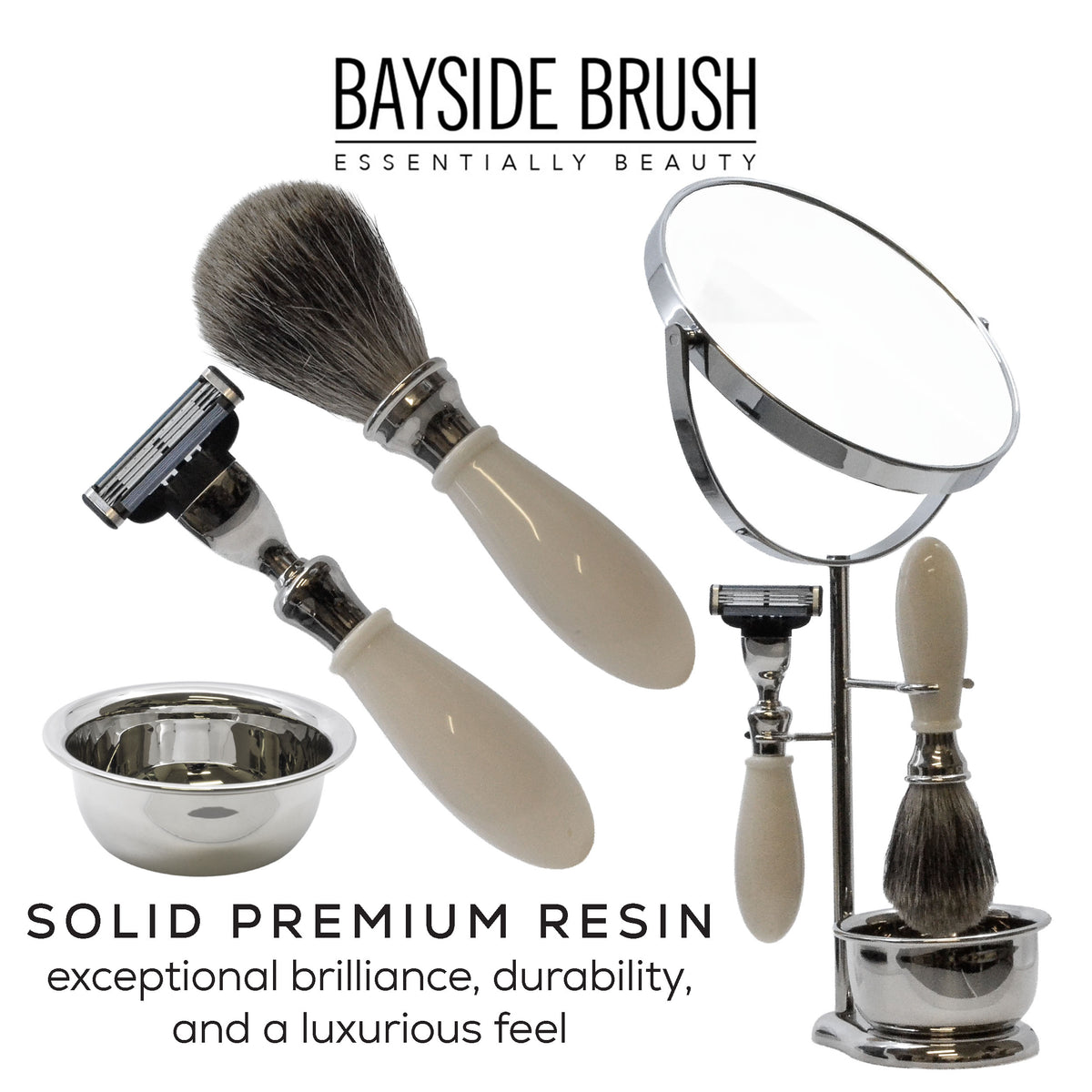 Italian Ivory Resin 3-Piece Shaving Set
